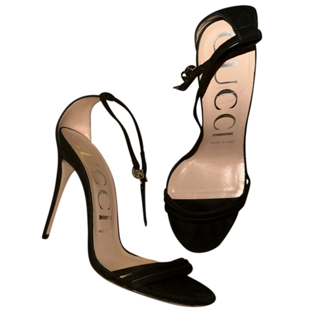 Gucci Isle Crystal GG Suede Sandals